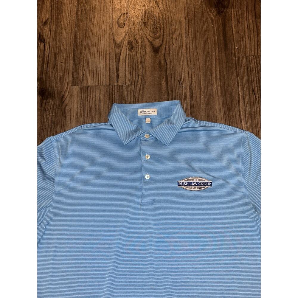 Peter Millar Summer Comfort Performance Golf Polo Shirt Mens Large Striped Blue